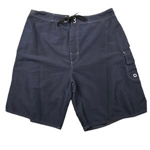 AFTCO Board Shorts Mens 32 Navy Blue‎ Polyester Fishing Swim Trunks Cargo Pocket